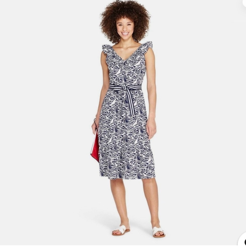 Vineyard Vines x Target Navy Blue and White waves sundress NWT